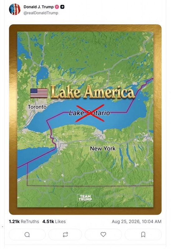 Trump amaga con llamar «Lago América» a un lago que bordea Canadá en pleno pulso comercial